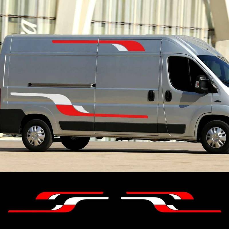 4 STÜCKE Auto Lange Seite Aufkleber Grafik Camper Van Auto Racing Aufkleber, für Ducato Vinyl Film Zubehör DIY Dekoration von KHPGQIAS