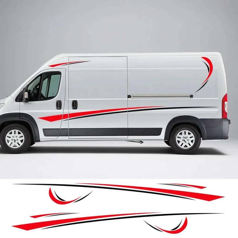 6 Teile/Los Auto Aufkleber Grafik Sport Vinyl Streifen Camper Van Aufkleber, für Peugeot Boxer Citroen Jumper, für Ducato Zubehör von KHPGQIAS