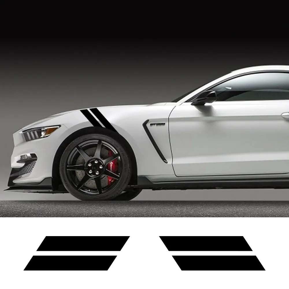 Auto Double Bar Hood Fender Hash Mark Seite, für Ford Mustang GT500 GT350 GT Auto Graphics Stripes Sport Vinyl Decor Decal Kit Auto Double Bar Hood Fender Hash Mark Seite, für Ford Mustang GT500 GT350 GT Auto Graphics Stripes Sport Vinyl Decor Decal Kit von KHPGQIAS