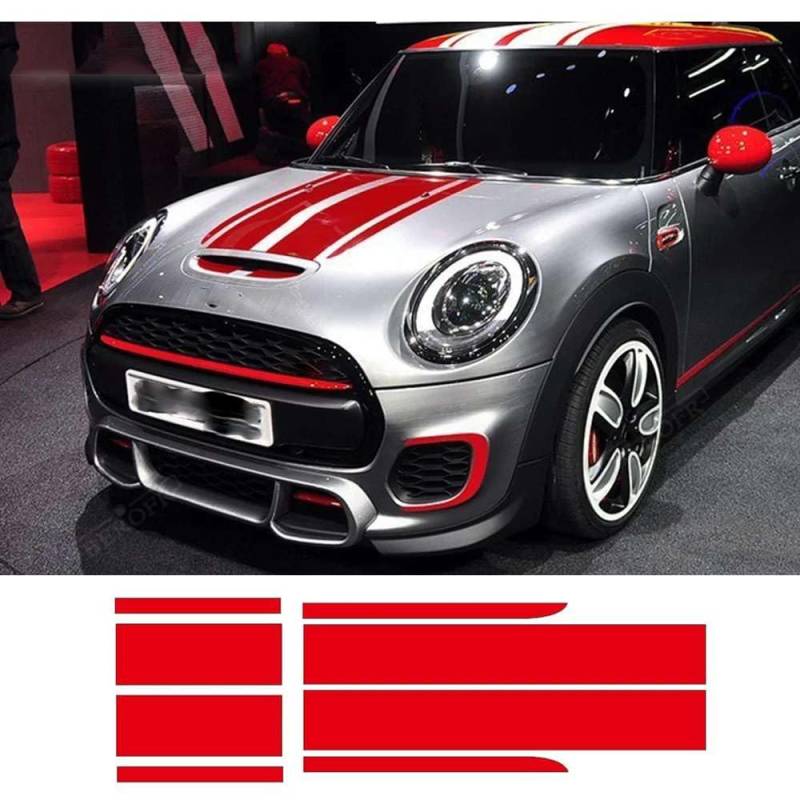 Auto Styling Front Motorhaube & Heck Streifen Motorhaube Kofferraum Motorabdeckung Aufkleber Auto Aufkleber, für MINI John Cooper Works F56 JCW von KHPGQIAS