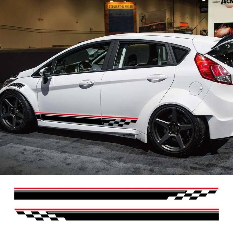 Auto Tür Beide Seite Aufkleber Grafik Racing Streifen Vinyl Aufkleber Dekor Auto Zubehör, für Ford Fiesta MK7 3 Türer ST 2008-2017 von KHPGQIAS