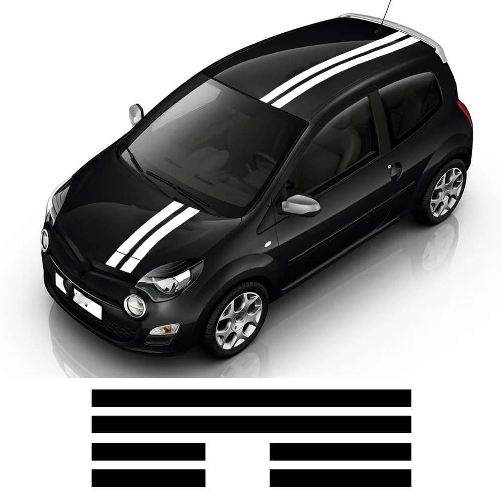 Racing Stripe Style Car Kit Aufkleber, für Renault Twingo 2 3 Vinyl Film Motorhaube Dach Heck Dekor Aufkleber Auto Tuning Zubehör Racing Stripe Style Car Kit Aufkleber, für Renault Twingo 2 3 Vinyl Film Motorhaube Dach Heck Dekor Aufkleber Auto Tuning Zubehör von KHPGQIAS