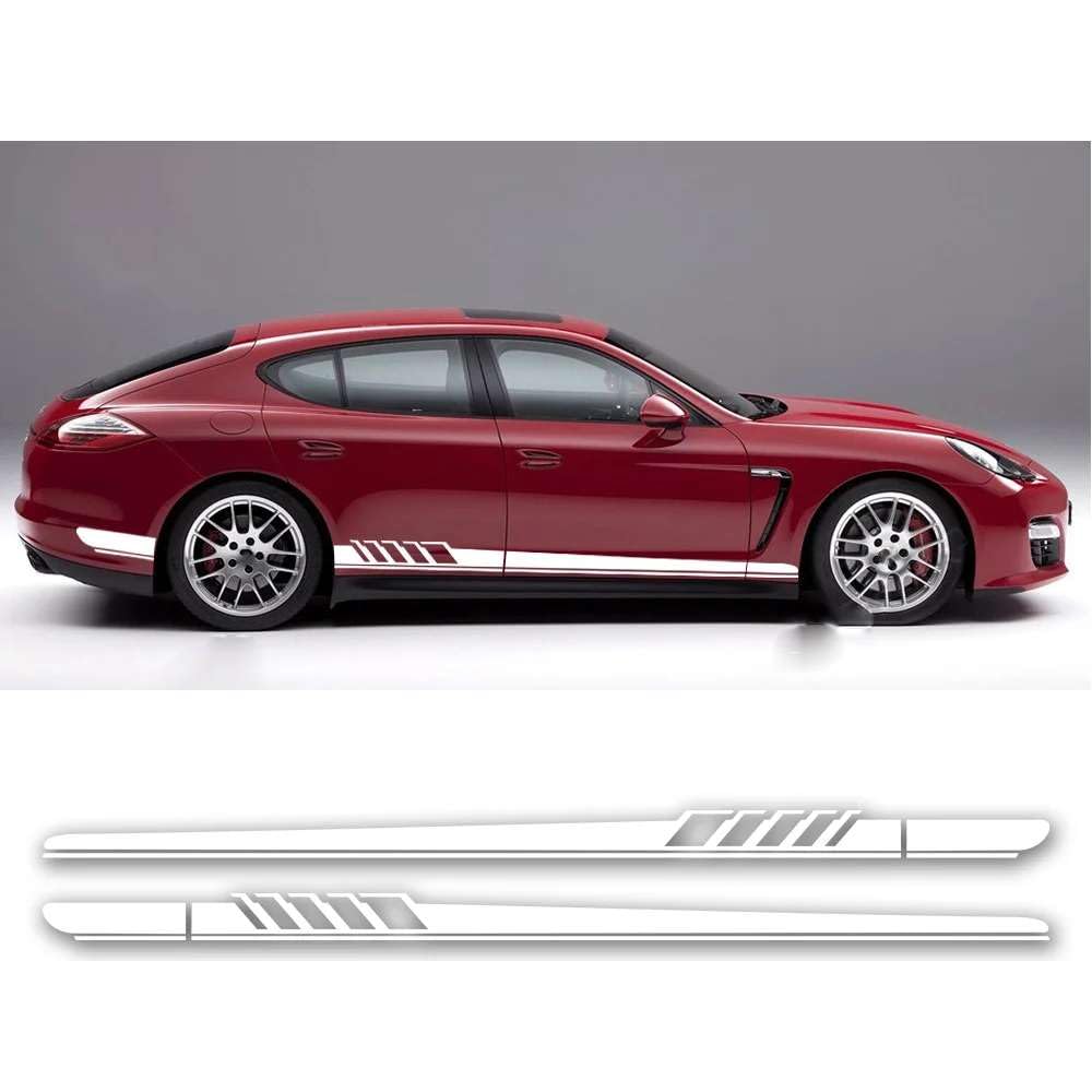 Tür Seitenstreifen Rock Aufkleber Vinyl Aufkleber, für Porsche Cayenne 958 955 957 GTS Panamera 971 970 Taycan Zubehör 2 Stück Tür Seitenstreifen Rock Aufkleber Vinyl Aufkleber, für Porsche Cayenne 958 955 957 GTS Panamera 971 970 Taycan Zubehör 2 Stück von KHPGQIAS