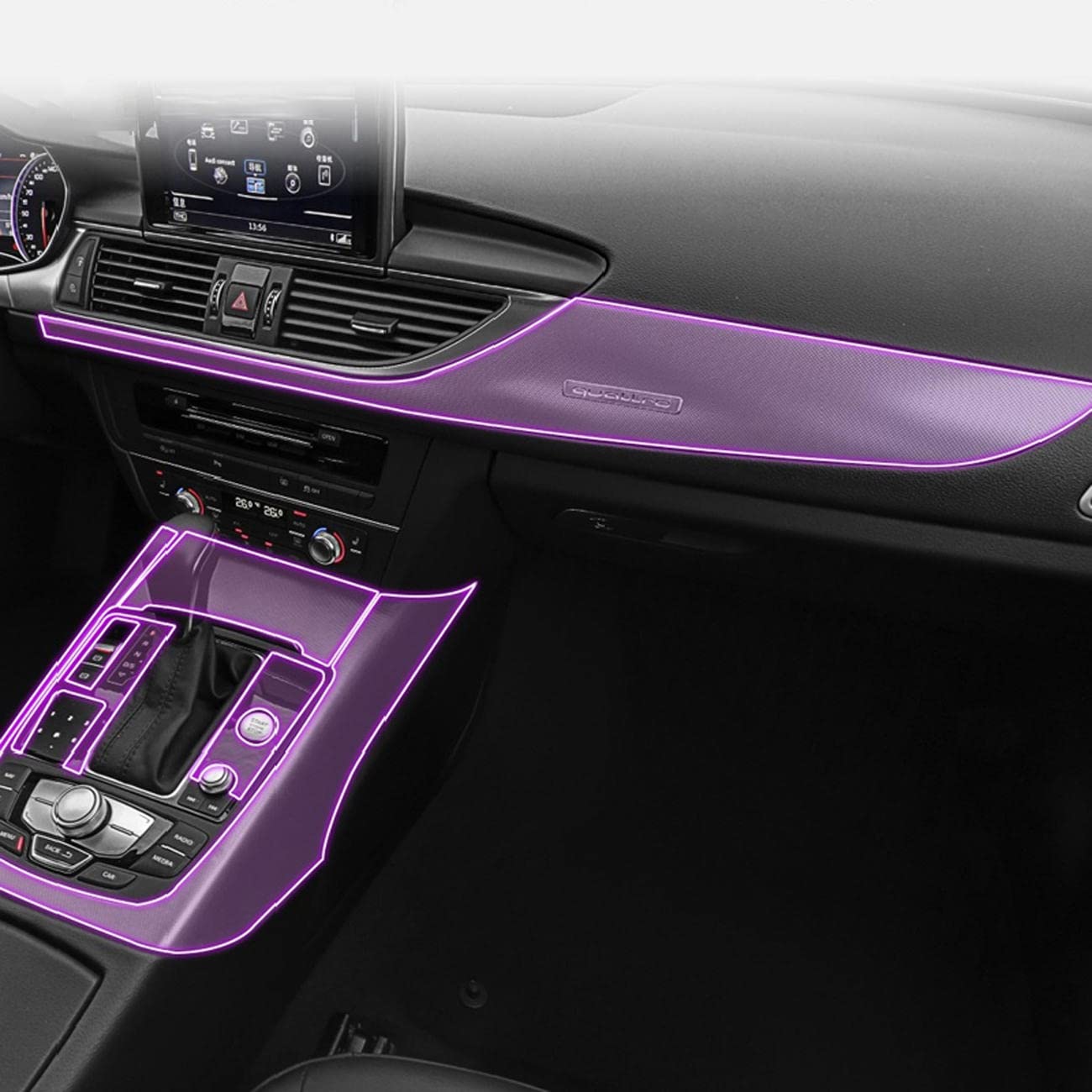 KHXJYC Autonavigation GPS-Bildschirm Innenraumschutzfolie Mittelkonsole Instrumententafel TPU Transparente Folie Zubehör, Für Audi A6 S6 A7 C7 2012-2018 von KHXJYC