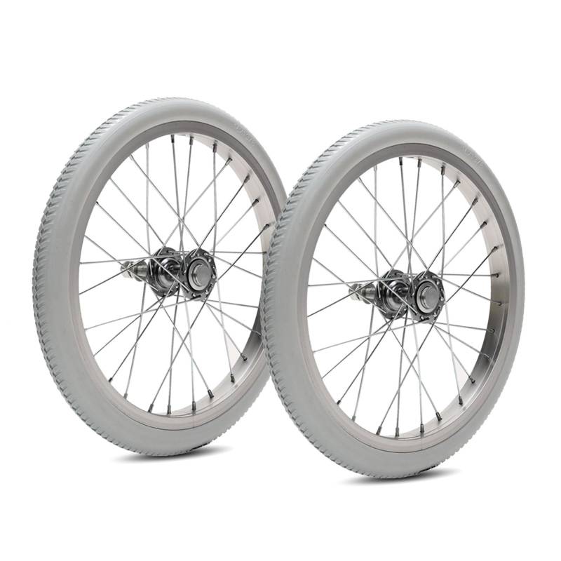1 Paar 16-Zoll-Radersatz für Rollstühle, 16 × 1,75 Zoll Vollgummi-Hinterradbaugruppe, Polyurethan-Reifen, Speichennabe aus Aluminiumlegierung von KHYTEBV
