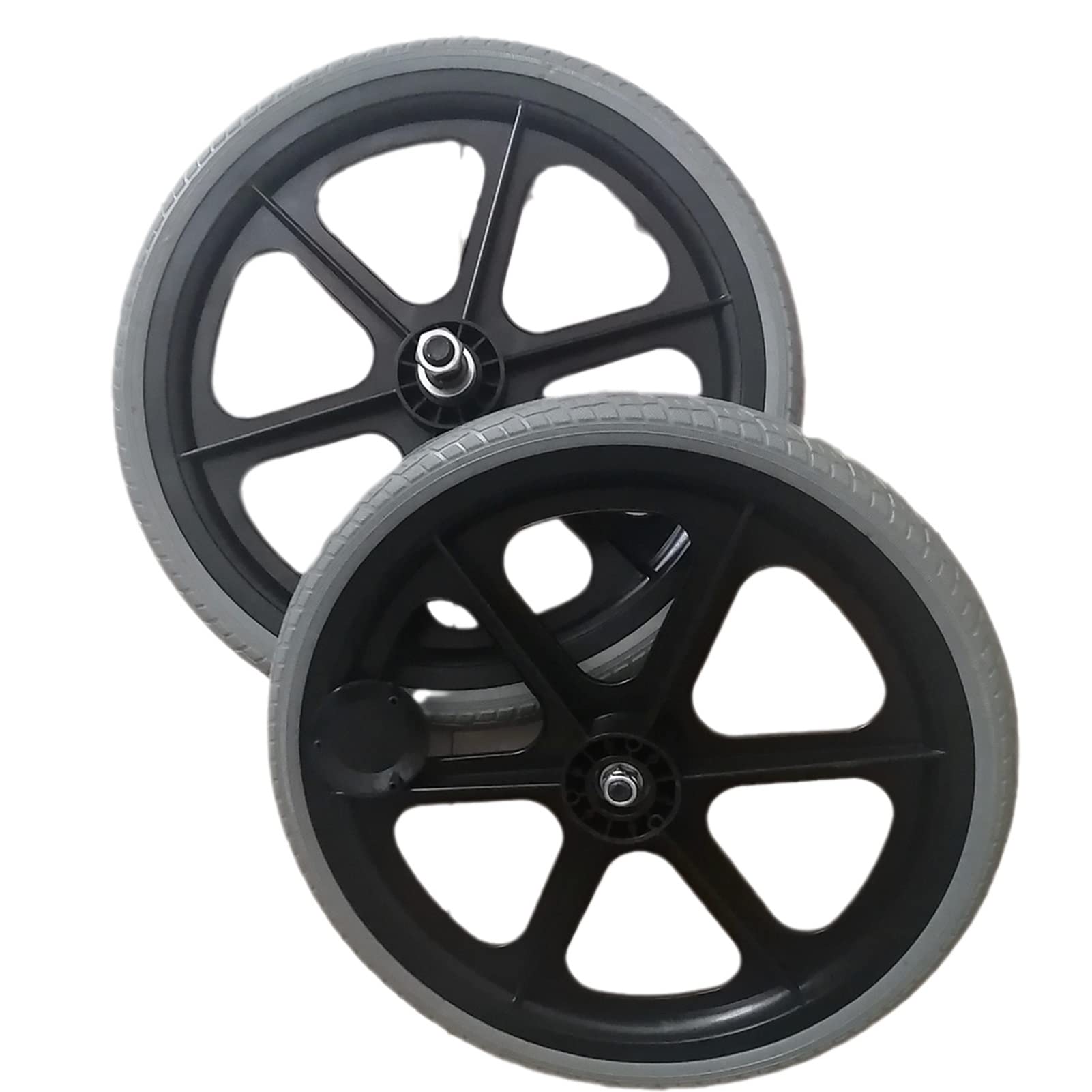 16-Zoll-Hinterradteile für Rollstühle, Rollatoren, Gehhilfen, rutschfeste Rollstuhlräder mit Vollreifen, 9/16-Zoll-Lager, mit Schraube, grau, 2 Stück 16-Zoll-Hinterradteile für Rollstühle, Rollatoren, Gehhilfen, rutschfeste Rollstuhlräder mit Vollreifen, 9/16-Zoll-Lager, mit Schraube, grau, 2 Stück von KHYTEBV