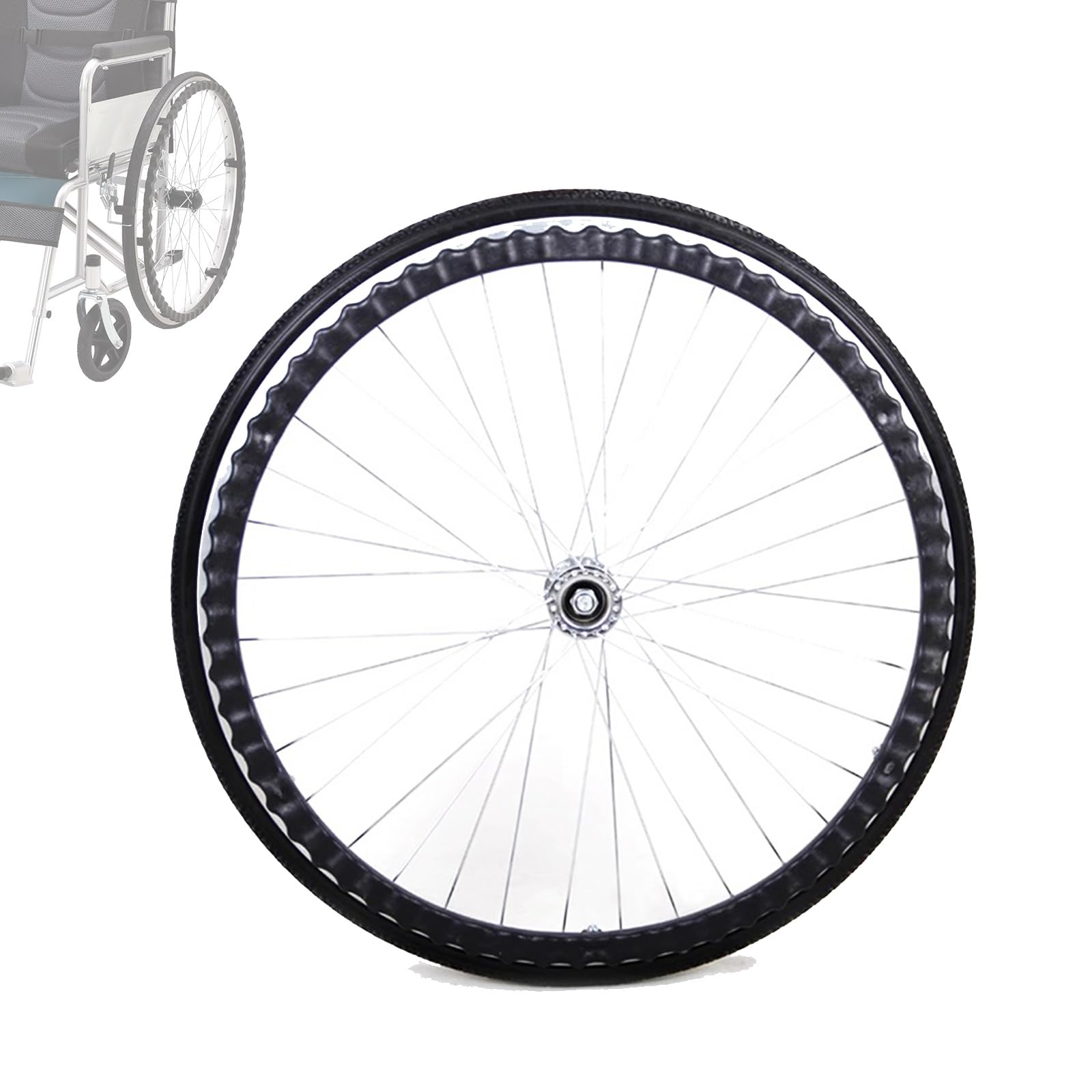 2 Stück 22 Zoll Ersatz-Rollstuhlräder für Gehhilfen, rutschfeste, pannensichere Polyurethan-Vollreifen, pannensichere Vollreifen für Rollstuhlhinterräder 2 Stück 22 Zoll Ersatz-Rollstuhlräder für Gehhilfen, rutschfeste, pannensichere Polyurethan-Vollreifen, pannensichere Vollreifen für Rollstuhlhinterräder von KHYTEBV