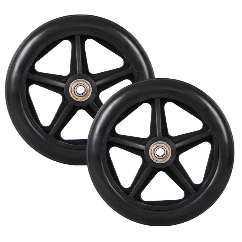 2 Stück 8-Zoll-Ersatzrollstuhlräder für Gehhilfen - umweltfreundliches PVC-Material, verschleißfeste PU-Reifen, rutschfeste und widerstandsfähige ABS-Räder von KHYTEBV