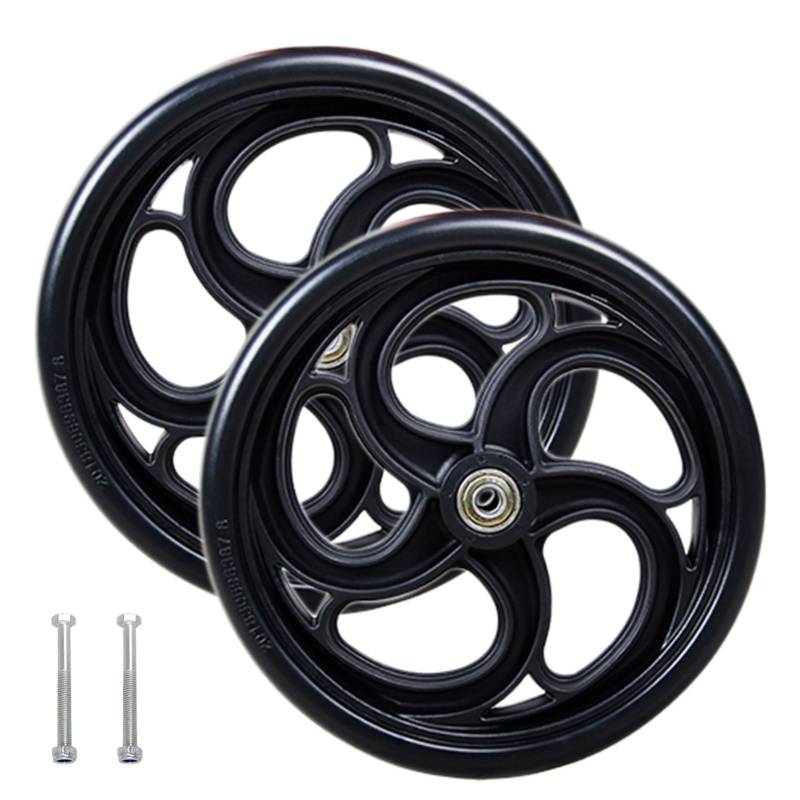 2 Stück Rollstuhlrollen, Ersatz-Vorderräder 5/6/8 Zoll, Vollreifen mit 8-mm-Lagern für manuelle Rollstühle von KHYTEBV