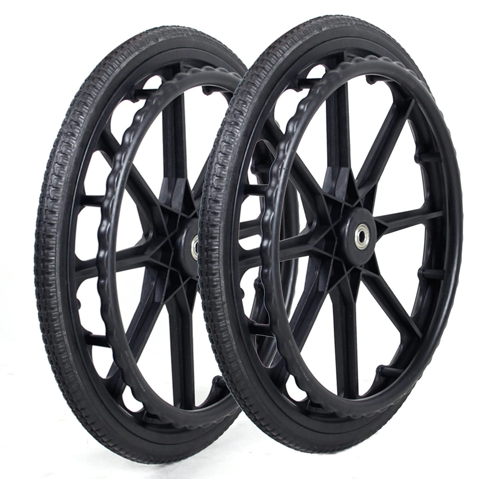 20-Zoll-Hinterräder für manuelle Rollstühle, Hinterradersatz für Rollstühle, für ältere Menschen, Behinderte, mit Lager und Greifreifen, festes Polyurethan 20-Zoll-Hinterräder für manuelle Rollstühle, Hinterradersatz für Rollstühle, für ältere Menschen, Behinderte, mit Lager und Greifreifen, festes Polyurethan von KHYTEBV