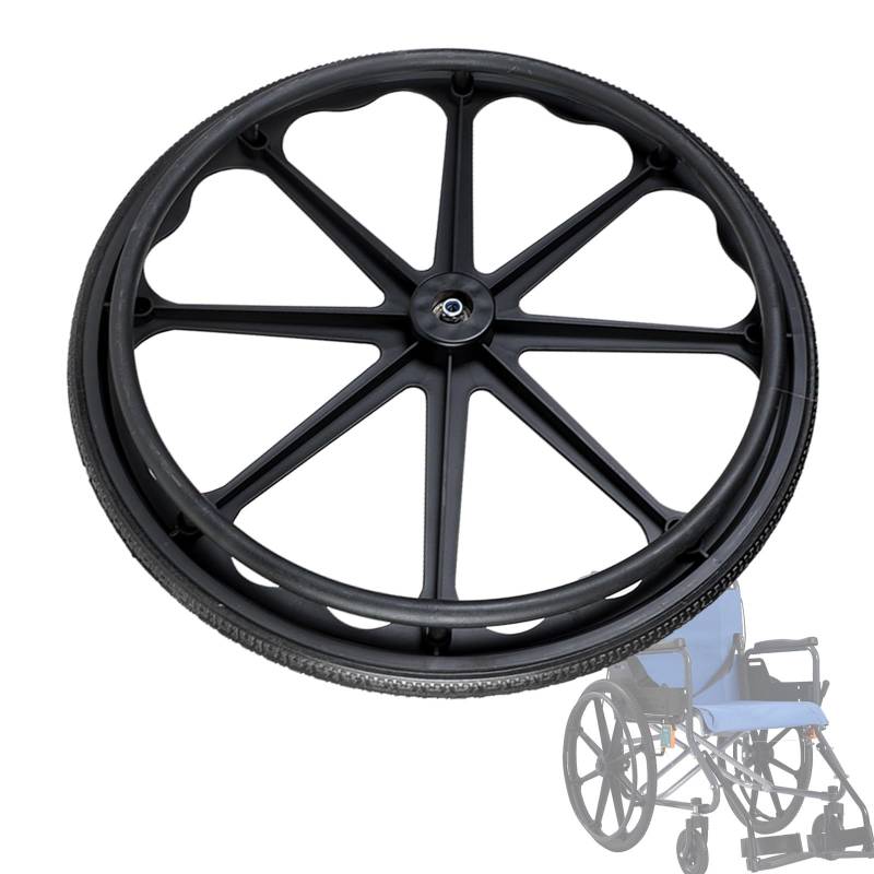 22 × 1 3/8 Hinterradersatz für manuellen Rollstuhl, pannensicheres Hinterrad mit Vollreifen für Rollstühle, mit Lagern und Handrad, zum Gehen von KHYTEBV