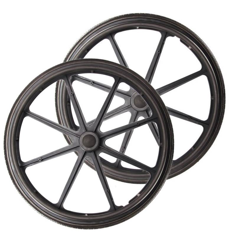 24-Zoll-Hinterräder für Rollstühle, Lenkrollen-Ersatzteile für Rollstühle, verschleißfeste Räder aus massivem Nylon, große Lenkrollen, Schwarz, 2er-Pack von KHYTEBV