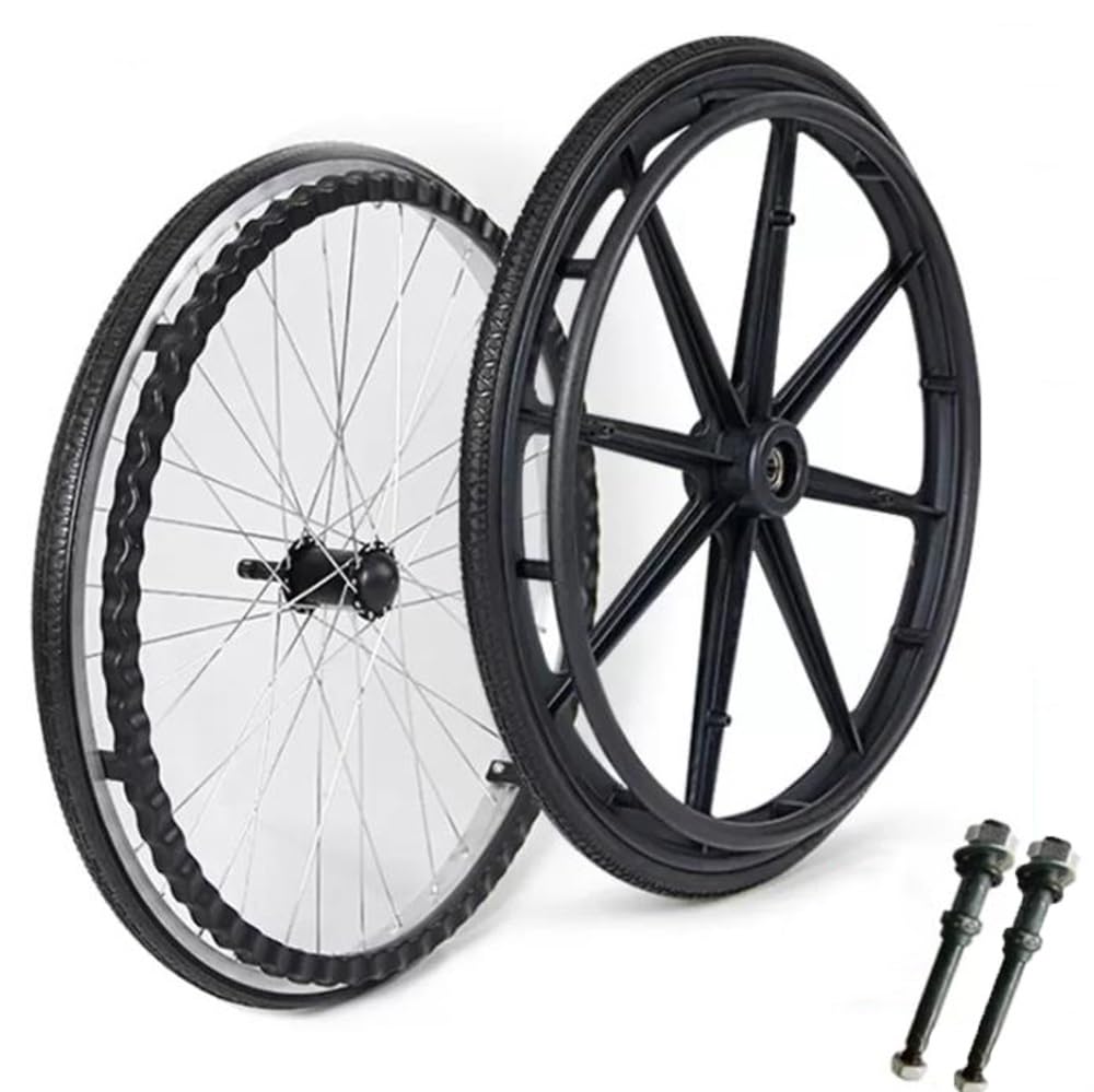 24-Zoll-Rollstuhl-Hinterrad, manuelles Rollstuhl-Ersatz-Hinterrad, nicht aufblasbare Vollreifen, schwarzes Rollstuhlrad mit Lagern und Hand 24-Zoll-Rollstuhl-Hinterrad, manuelles Rollstuhl-Ersatz-Hinterrad, nicht aufblasbare Vollreifen, schwarzes Rollstuhlrad mit Lagern und Hand von KHYTEBV