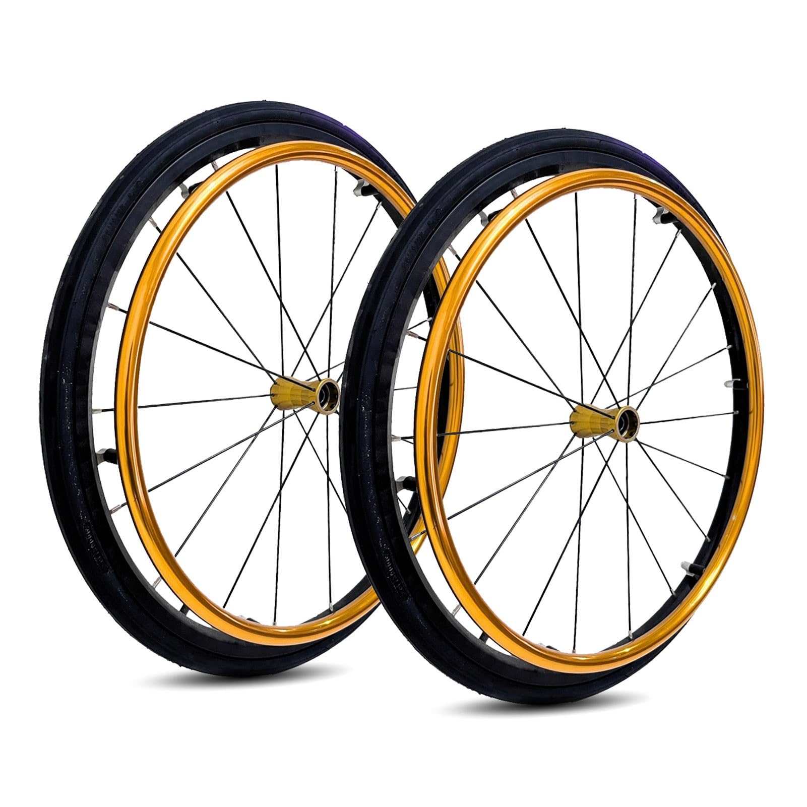 24-Zoll-Sportrollstuhl-Hinterradersatz 1 Paar, 24 × 1 Gummi-Luftreifen, Radnabe aus Aluminiumlegierung 24-Zoll-Sportrollstuhl-Hinterradersatz 1 Paar, 24 × 1 Gummi-Luftreifen, Radnabe aus Aluminiumlegierung von KHYTEBV