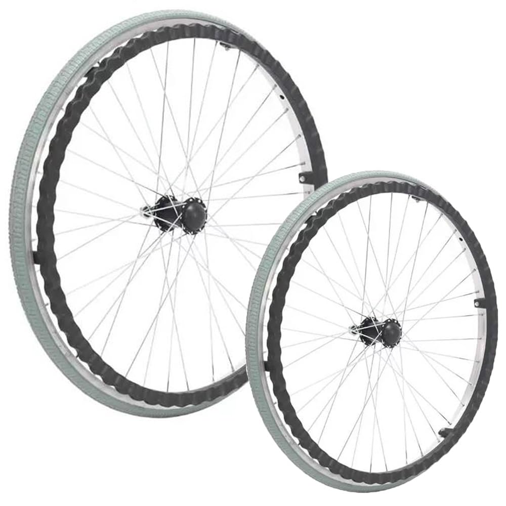 2er-Set Rollstuhl-Hinterradzubehör, 24-Zoll-Hinterräder für Rollstühle, Vollgummireifen aus Polyurethan, Anti-Rutsch-Lenkräder für Rollstühle 2er-Set Rollstuhl-Hinterradzubehör, 24-Zoll-Hinterräder für Rollstühle, Vollgummireifen aus Polyurethan, Anti-Rutsch-Lenkräder für Rollstühle von KHYTEBV