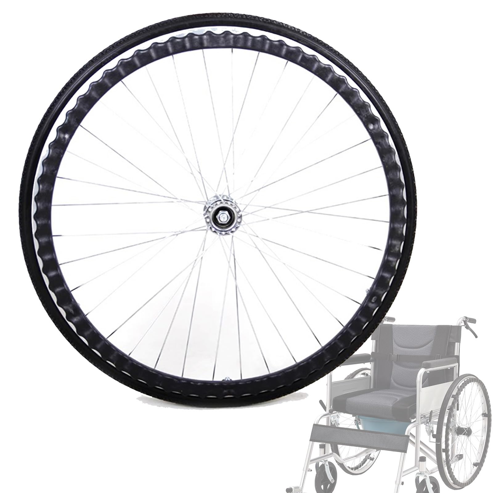 2er-Set Rollstuhlräder, 22 Zoll, 24 Zoll, Rollstuhl-Hinterrad, pannensicheres Vollreifen-Rollstuhl-Hinterrad, passend für die meisten manuellen Rollstühle) von KHYTEBV