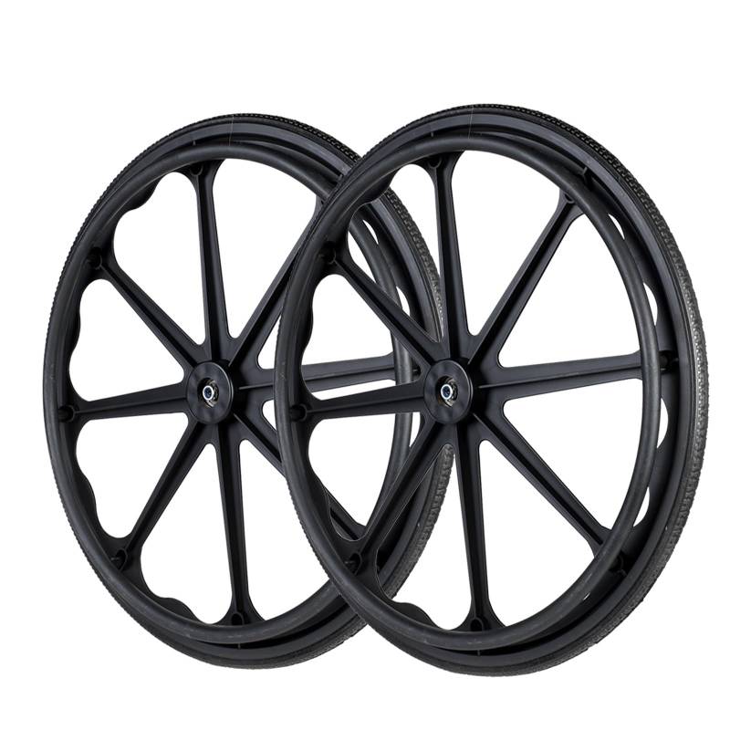 Ersatz-Hinterräder für Rollstühle, 20, 22 und 24 Zoll, Polyurethan-Rad, 2er-Set, rutschfest, pannensicher, Polyurethan, massiv, für manuelle Rollstühle von KHYTEBV