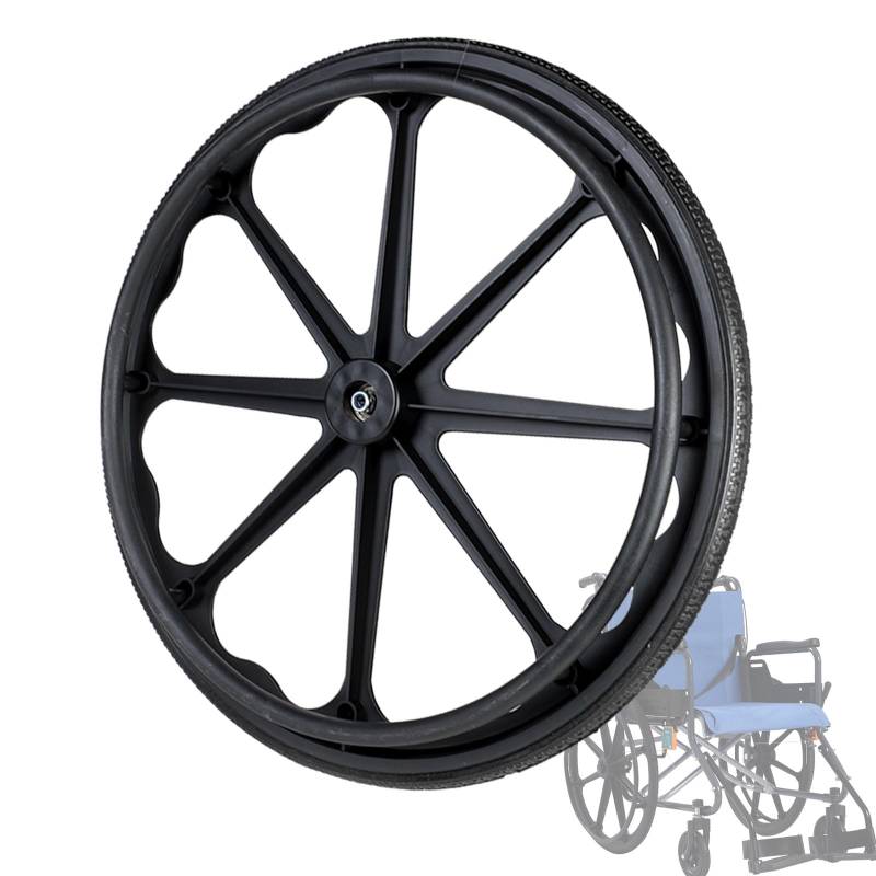 Ersatz-Hinterräder für Rollstühle, 20, 22 und 24 Zoll, Polyurethan-Rad, 2er-Set, rutschfest, pannensicher, Polyurethan, massiv, für manuelle Rollstühle von KHYTEBV