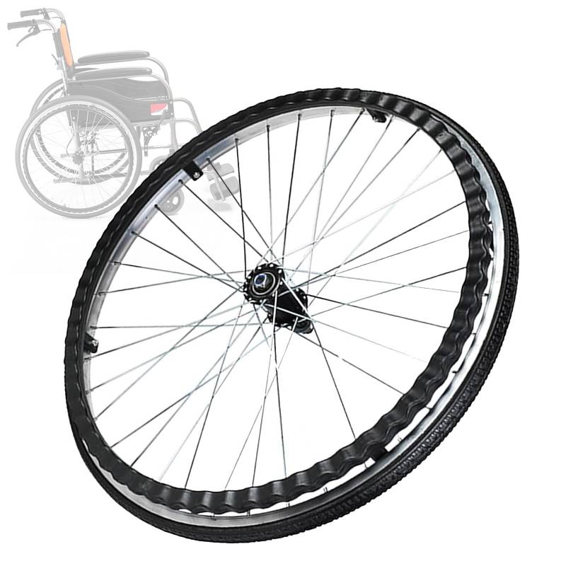 Ersatz-Rollstuhlräder, 2 Stück, 24 Zoll, Vollreifenkonstruktion, pannensicheres Vollreifen-Hinterrad für Rollstühle, passend für die meisten manuellen Rollstühle von KHYTEBV