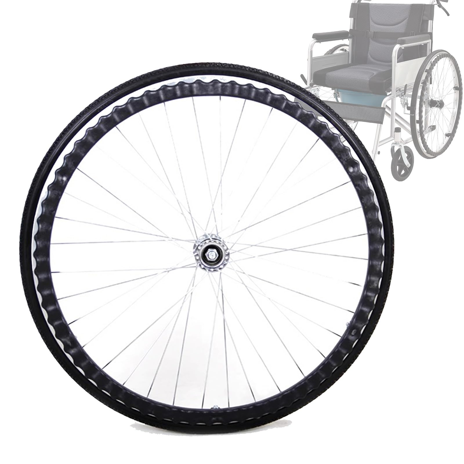 Ersatz-Rollstuhlräder, Rollstuhl-Lenkrollen, Rollstuhl-Ersatzräder, 2er-Pack, 24-Zoll-nicht pneumatisches Vollrollstuhl-Hinterrad Ersatz-Rollstuhlräder, Rollstuhl-Lenkrollen, Rollstuhl-Ersatzräder, 2er-Pack, 24-Zoll-nicht pneumatisches Vollrollstuhl-Hinterrad von KHYTEBV