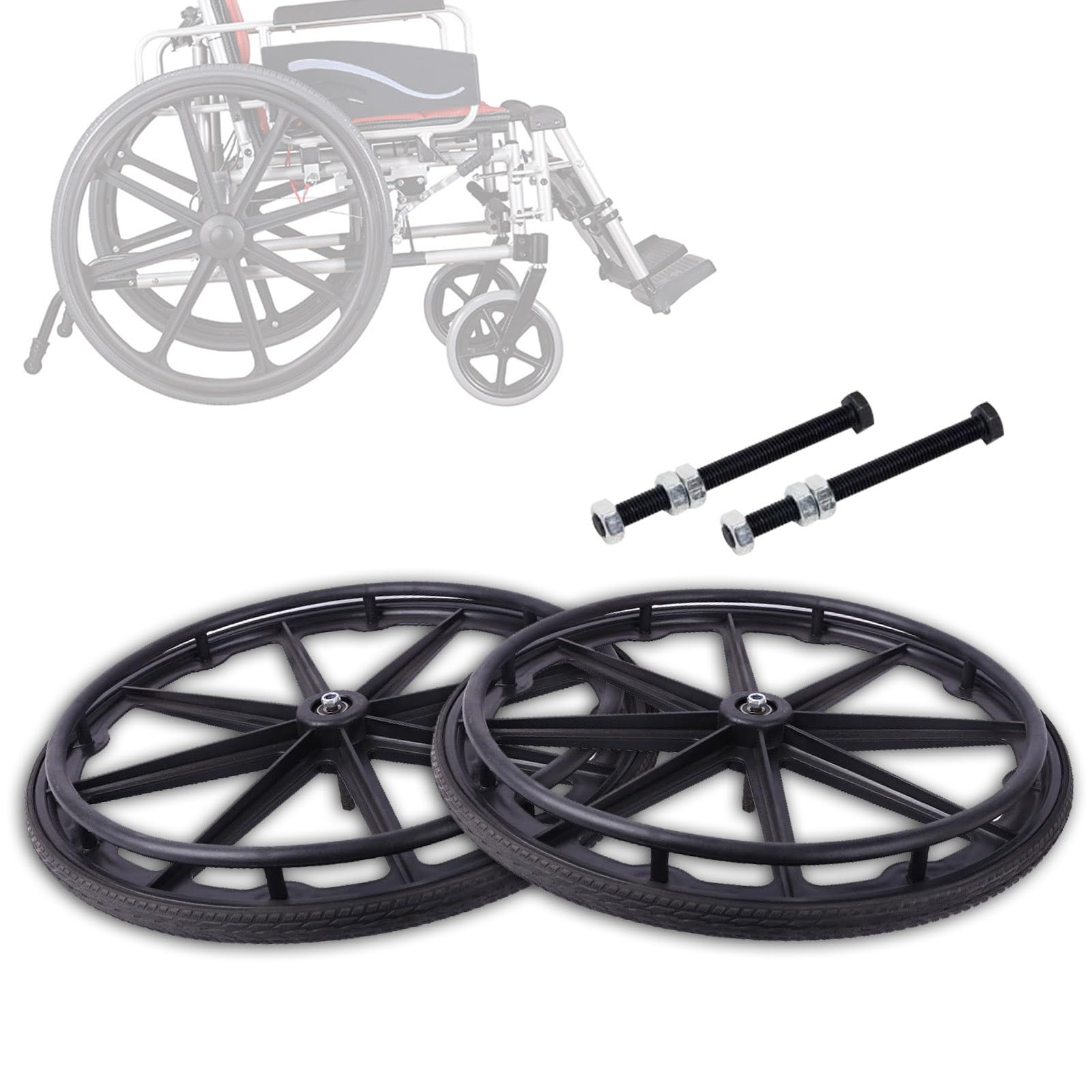 Ersatz-Rollstuhlräder, Rollstuhl-Lenkrollen 1 Paar Rollstuhl-Hinterrad, Rollstuhl-Lenkrollenbaugruppe, Ersatz für Rollstühle R Ersatz-Rollstuhlräder, Rollstuhl-Lenkrollen 1 Paar Rollstuhl-Hinterrad, Rollstuhl-Lenkrollenbaugruppe, Ersatz für Rollstühle R von KHYTEBV