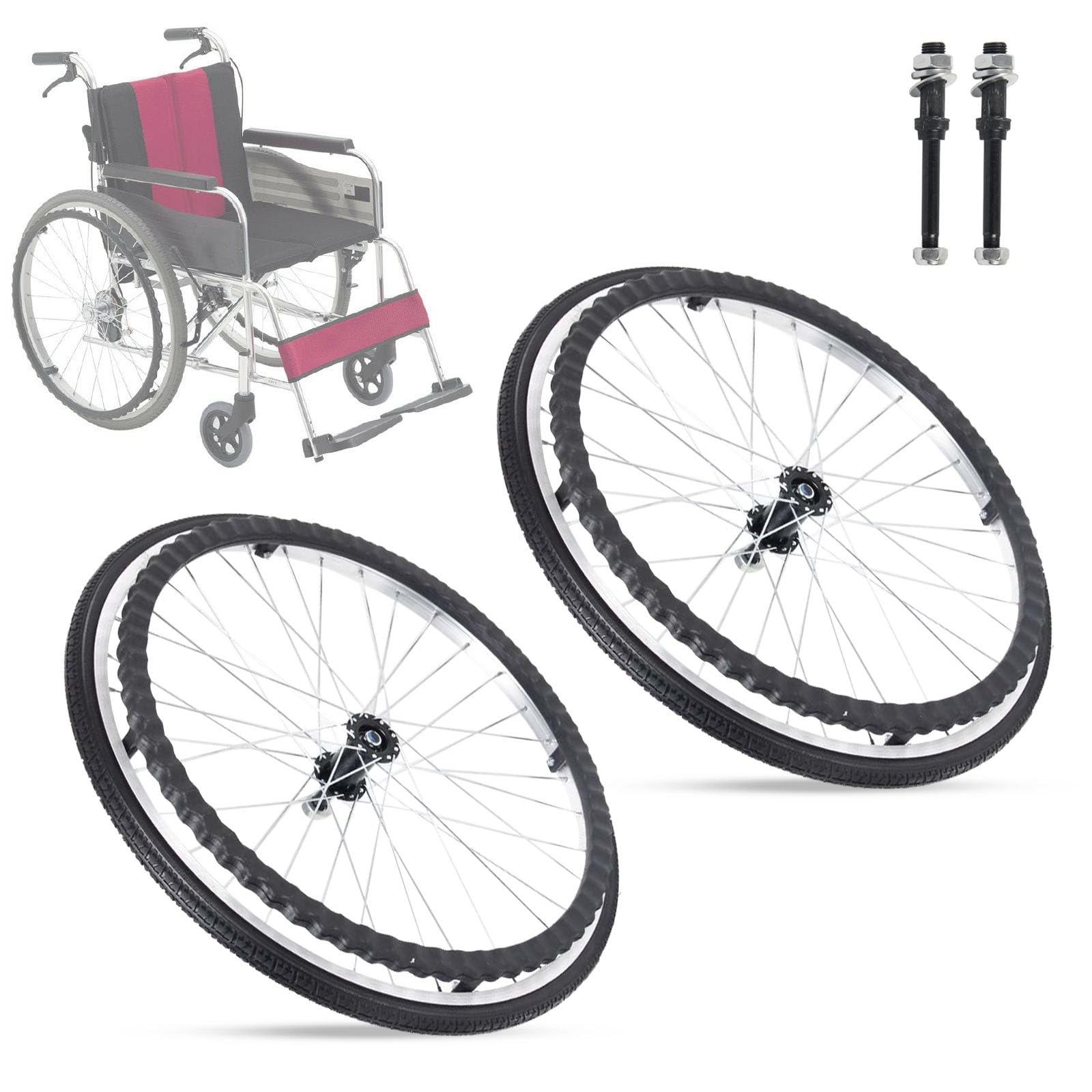Ersatz-Rollstuhlräder, Rollstuhl-Lenkrollen "Solid PU Rear Caster", Rollstuhl-Lenkrollen Ersatzteile, 24" Rollstuhl-Lenkrollen, mit Ersatz-Rollstuhlräder, Rollstuhl-Lenkrollen "Solid PU Rear Caster", Rollstuhl-Lenkrollen Ersatzteile, 24" Rollstuhl-Lenkrollen, mit von KHYTEBV