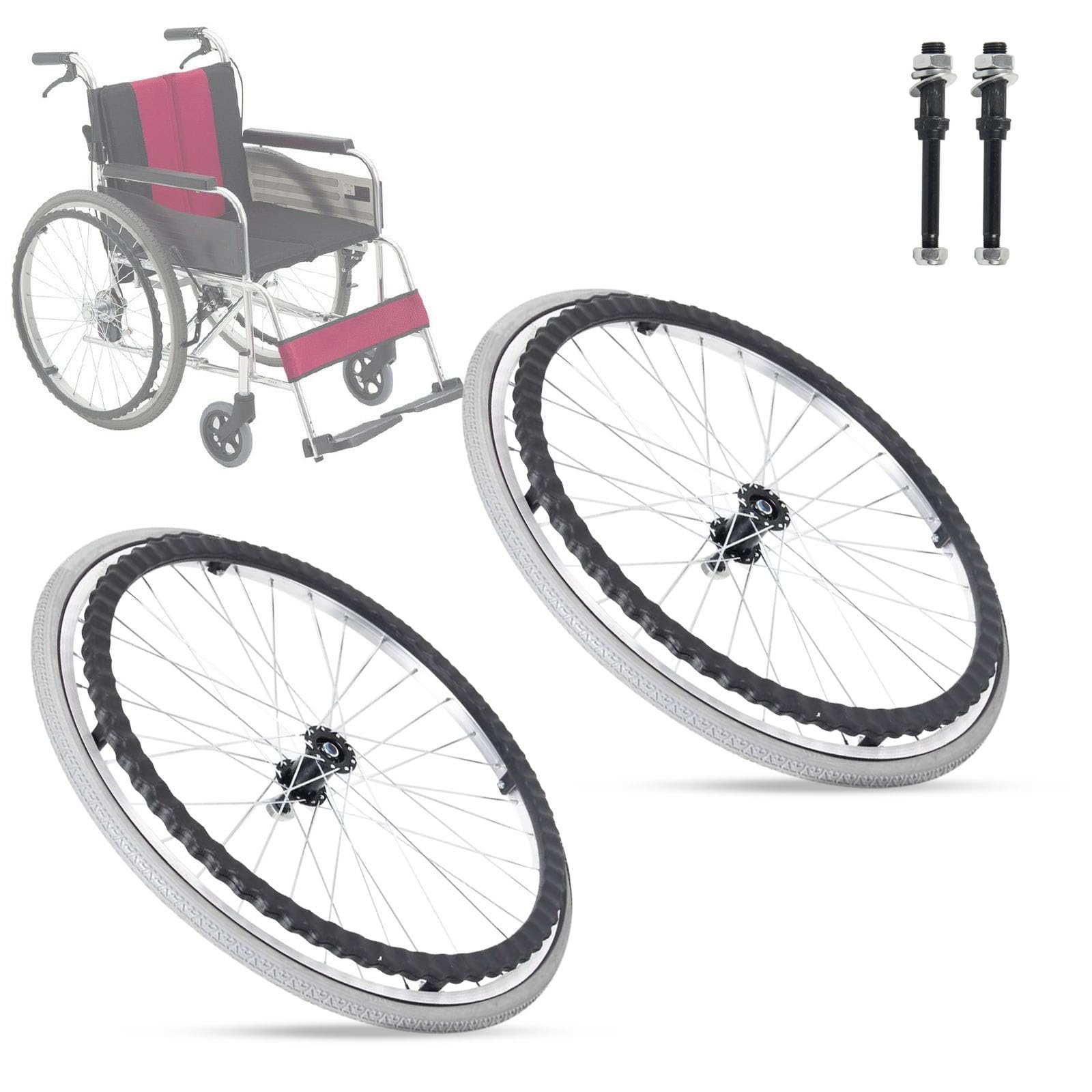 Ersatz-Rollstuhlräder, Rollstuhl-Lenkrollen "Solid PU Rear Caster", Rollstuhl-Lenkrollen Ersatzteile, 24" Rollstuhl-Lenkrollen, mit Ersatz-Rollstuhlräder, Rollstuhl-Lenkrollen "Solid PU Rear Caster", Rollstuhl-Lenkrollen Ersatzteile, 24" Rollstuhl-Lenkrollen, mit von KHYTEBV