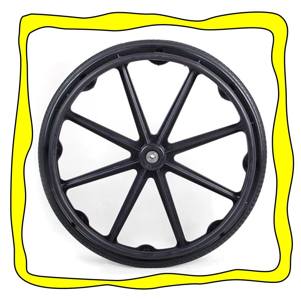Ersatz des Hinterrads für Rollstühle, pannensichere Vollgummireifen - 24, schwarzes Rollstuhl-Lenkrad mit Lagern und Handrad, nicht pneumatischer Reifen Ersatz des Hinterrads für Rollstühle, pannensichere Vollgummireifen - 24, schwarzes Rollstuhl-Lenkrad mit Lagern und Handrad, nicht pneumatischer Reifen von KHYTEBV