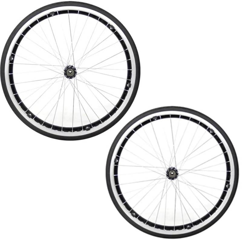 Ersatzräder für Rollstühle, 22-Zoll-Lenkrad für Rollstühle, Zubehör für Hinterräder manueller Rollstühle, PU-Vollrad, 2er-Set, Schwarz/Grau von KHYTEBV