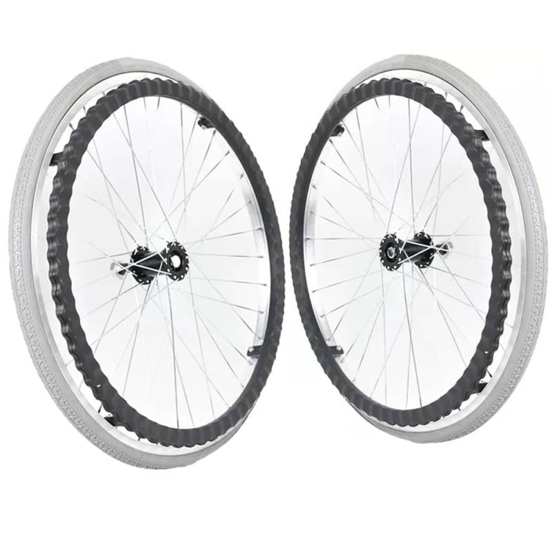 Hinterräder Für Rollstühle, 1 Paar, 24-Zoll-Ersatzteile Für Die Hinterräder Des Rollstuhls, Rutschfestes, Massivrad Für Manuelle Rollstühle, Aluminium A von KHYTEBV