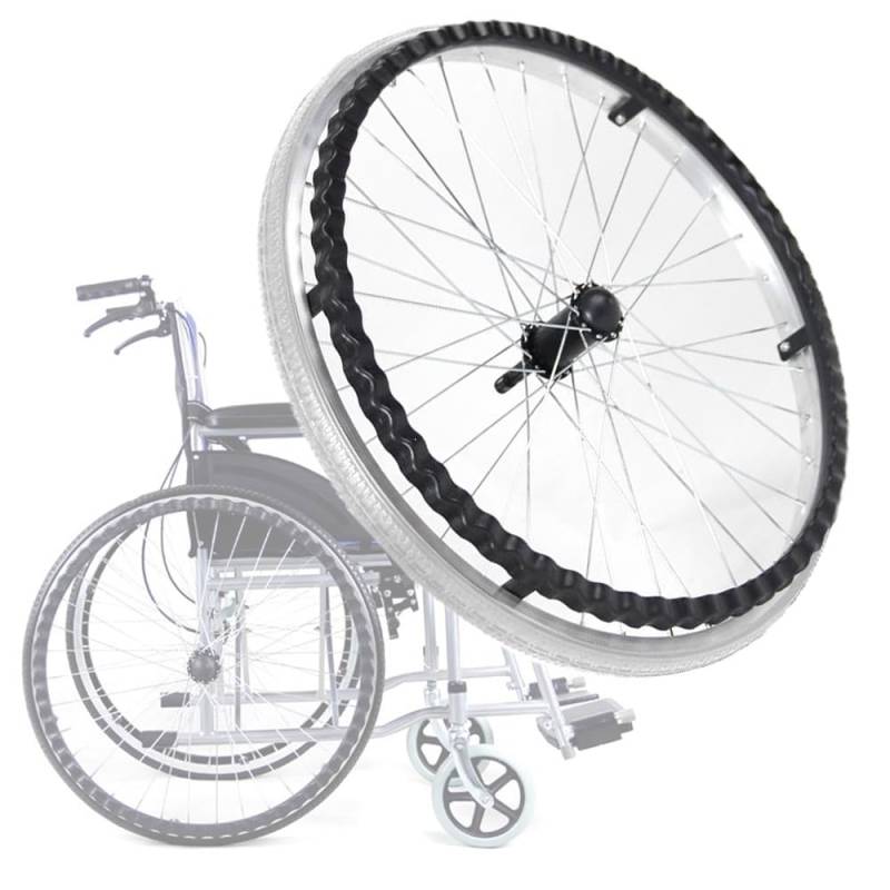 Manuelle Rollstuhlrolle, 22" 24" Hinterräder für Rollstühle, rutschfestes Polyurethanrad, universelles Zubehör für Rollstuhl-Hinterräder, Aluminium von KHYTEBV