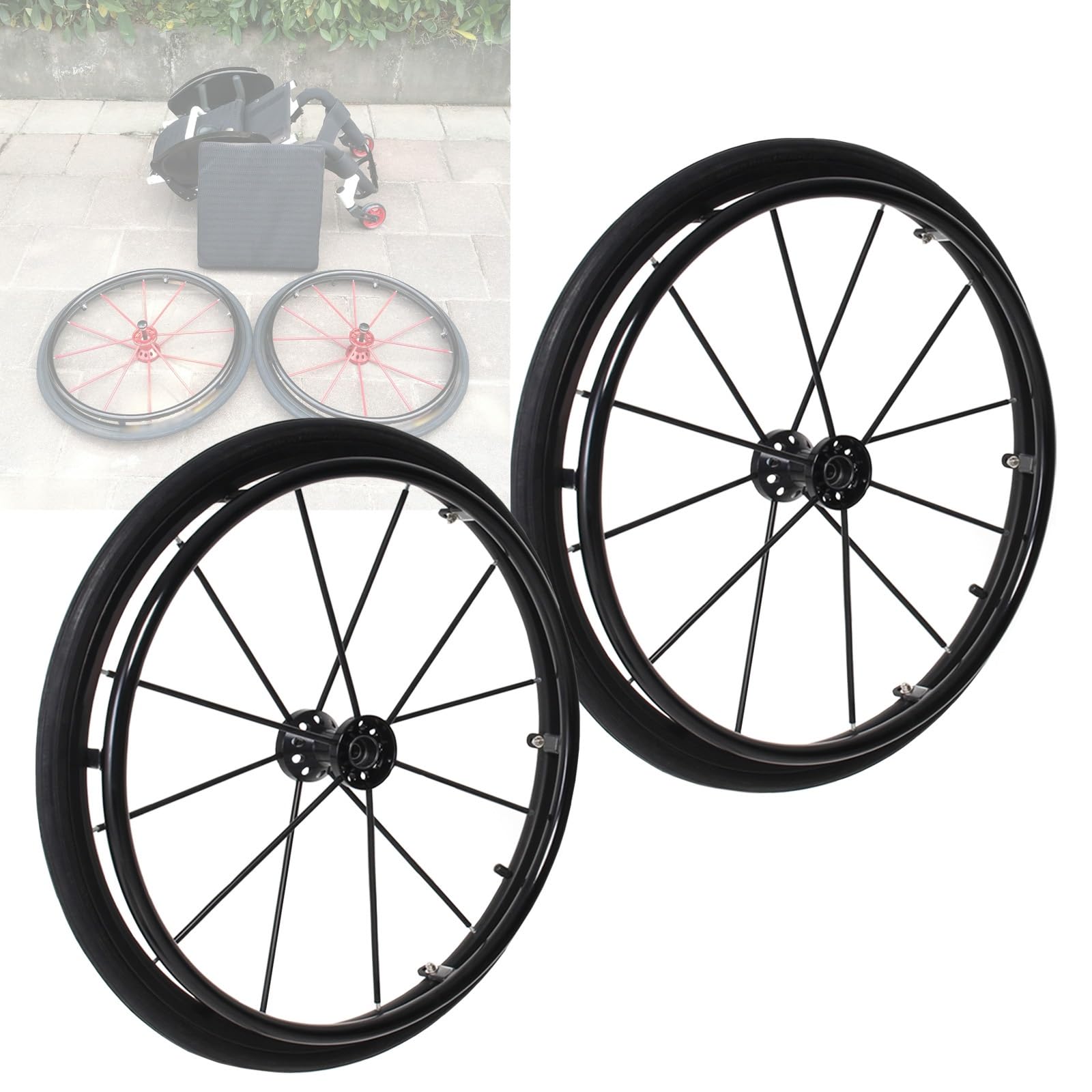 Manuelle Rollstuhlrollen, 24-Zoll-Radersatz, Hinterräder für Rollstühle, 2 Stück, Schnellspannräder mit Lager, Aluminium-Radnabe, 1/2-Zoll-Lager Manuelle Rollstuhlrollen, 24-Zoll-Radersatz, Hinterräder für Rollstühle, 2 Stück, Schnellspannräder mit Lager, Aluminium-Radnabe, 1/2-Zoll-Lager von KHYTEBV