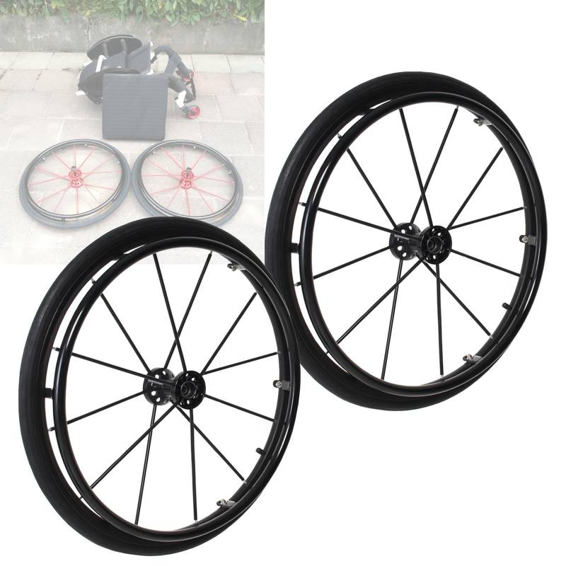 Manuelle Rollstuhlrollen, 24-Zoll-Radersatz, Hinterräder für Rollstühle, 2 Stück, Schnellspannräder mit Lager, Aluminium-Radnabe, 1/2-Zoll-Lager von KHYTEBV