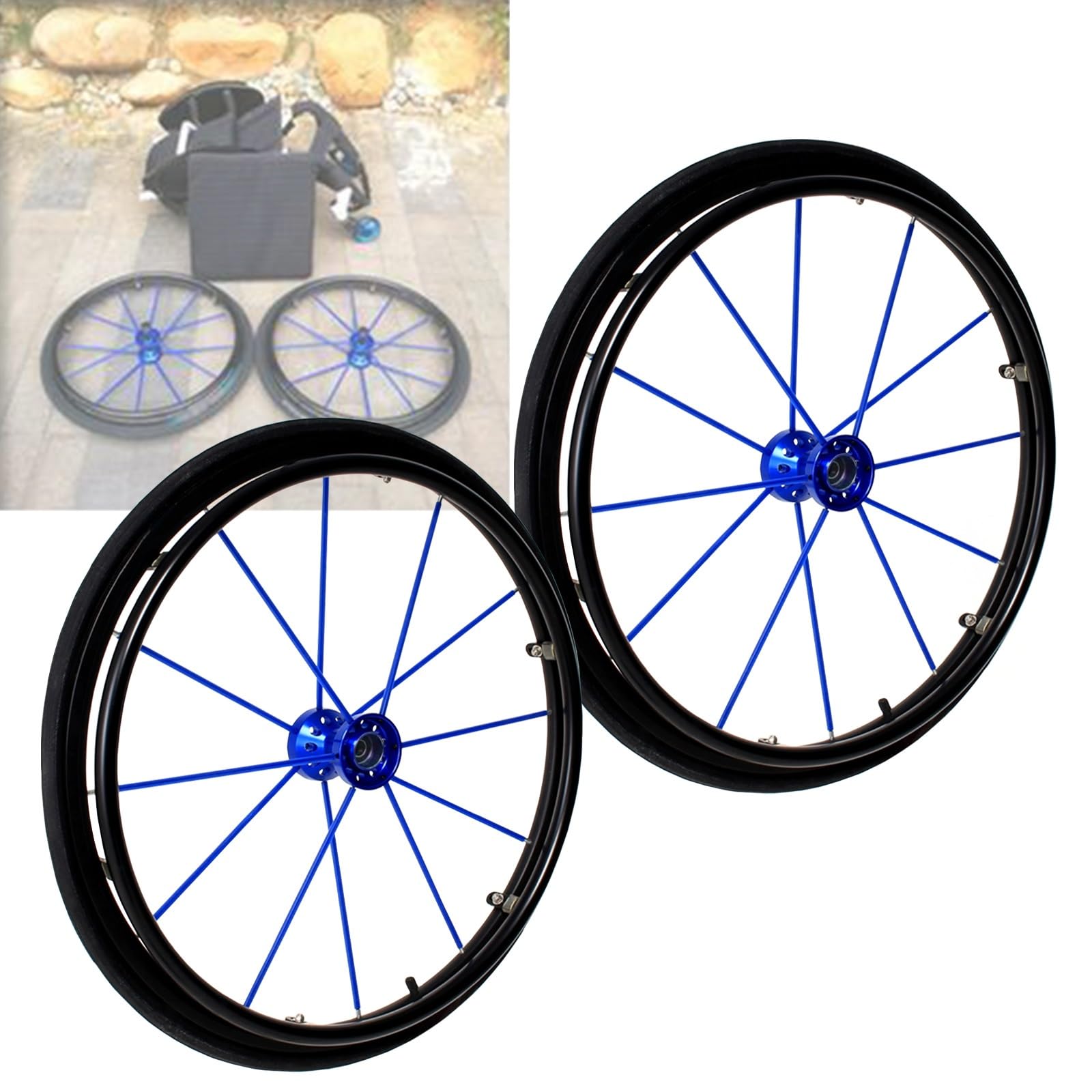 Manuelle Rollstuhlrollen, 24-Zoll-Radersatz, Hinterräder für Rollstühle, 2 Stück, Schnellspannräder mit Lager, Aluminium-Radnabe, 1/2-Zoll-Lager Manuelle Rollstuhlrollen, 24-Zoll-Radersatz, Hinterräder für Rollstühle, 2 Stück, Schnellspannräder mit Lager, Aluminium-Radnabe, 1/2-Zoll-Lager von KHYTEBV