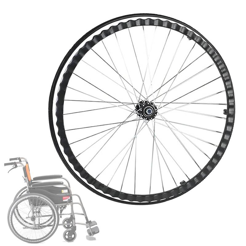 Rollstuhlrad, 24-Zoll-Polyurethan-Rad, 2er-Set, rutschfestes, pannensicheres Polyurethan, massiv, mit Lagern und Handrad, einfach zu installieren von KHYTEBV