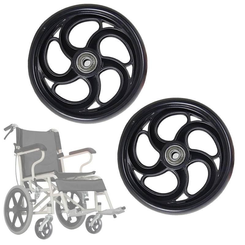 Schwarze Vorderräder für Rollstühle, 5-Zoll-Vollreifen vorne, umweltfreundliches PVC-Material, verschleißfest und rutschfest, Hochleistungsrad für viele Standard von KHYTEBV