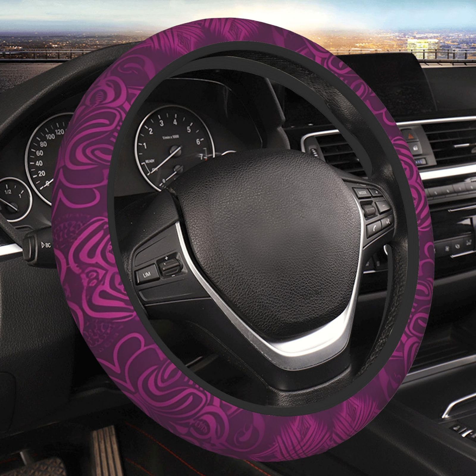 Auto-Lenkradbezug für alle Modelle, helles Magenta und Violett, elastischer Lenkradschutz, rutschfeste Dekoration, Schutz für Damen und Herren, Auto-Radschutz Auto-Lenkradbezug für alle Modelle, helles Magenta und Violett, elastischer Lenkradschutz, rutschfeste Dekoration, Schutz für Damen und Herren, Auto-Radschutz von KHiry