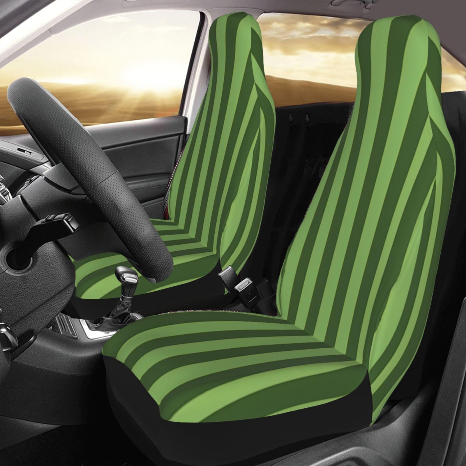 KHiry Autositzbezug, 2 Stück, Vordersitzbezüge, klassisch, grün gestreift, Sitzbezüge für Autositzschoner mit elastischen Bändern, Auto-Mattenbezüge, Auto-Innenkissen, Schutz für die meisten Autos, KHiry Autositzbezug, 2 Stück, Vordersitzbezüge, klassisch, grün gestreift, Sitzbezüge für Autositzschoner mit elastischen Bändern, Auto-Mattenbezüge, Auto-Innenkissen, Schutz für die meisten Autos, von KHiry