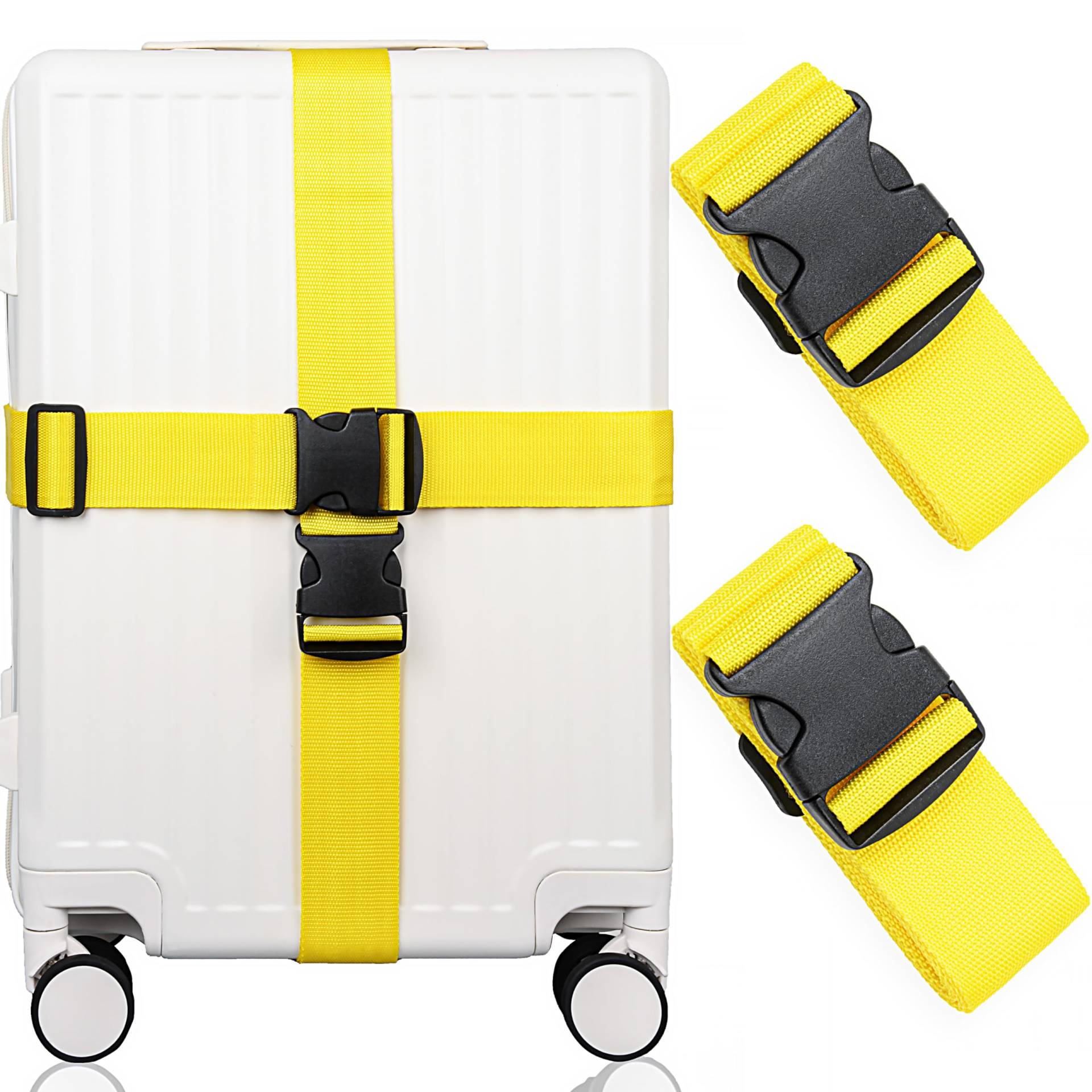 KICPUK Koffergurt 2er Set,Koffergurt auffällig,Zubehör für sicheres Reisegepäck,Verstellbarer Reisekoffergurt,Schnelles Erkennen von Reisekoffern,Koffergurts 200 * 5cm (Gelb) von KICPUK