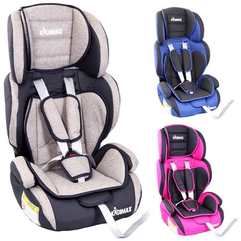 KIDIMAX® Autokindersitz Kindersitz Kinderautositz, Sitzschale, universal, zugelassen nach ECE R44/04, in 3, 9 kg - 36 kg 1-12 Jahre, Gruppe 1/2 / 3 (Grau) von KIDIMAX