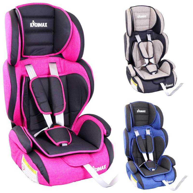 KIDIMAX® Autokindersitz Kindersitz Kinderautositz, Sitzschale, universal, zugelassen nach ECE R44/04, in 3, 9 kg - 36 kg 1-12 Jahre, Gruppe 1/2 / 3 (Pink) von KIDIMAX