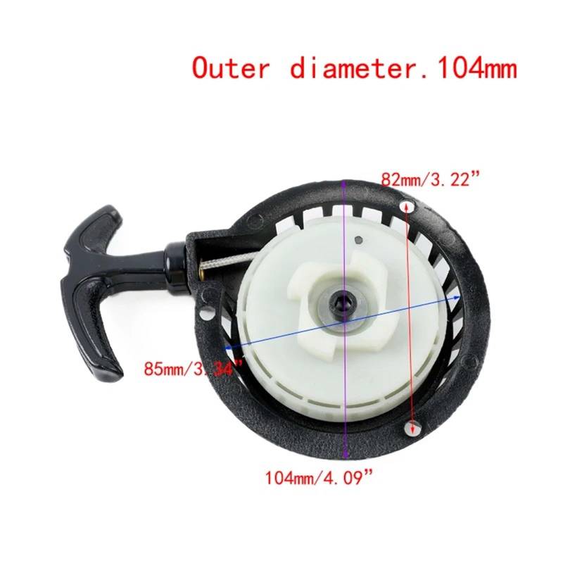 Anlasserrelais Metall Für Mini Moto Easy Pull Start Pullstarter Für 49cc Für Mini Quad ATVs Dirt Bike Motoren Schwarz Antrieb(104mm) von KIFWGIH