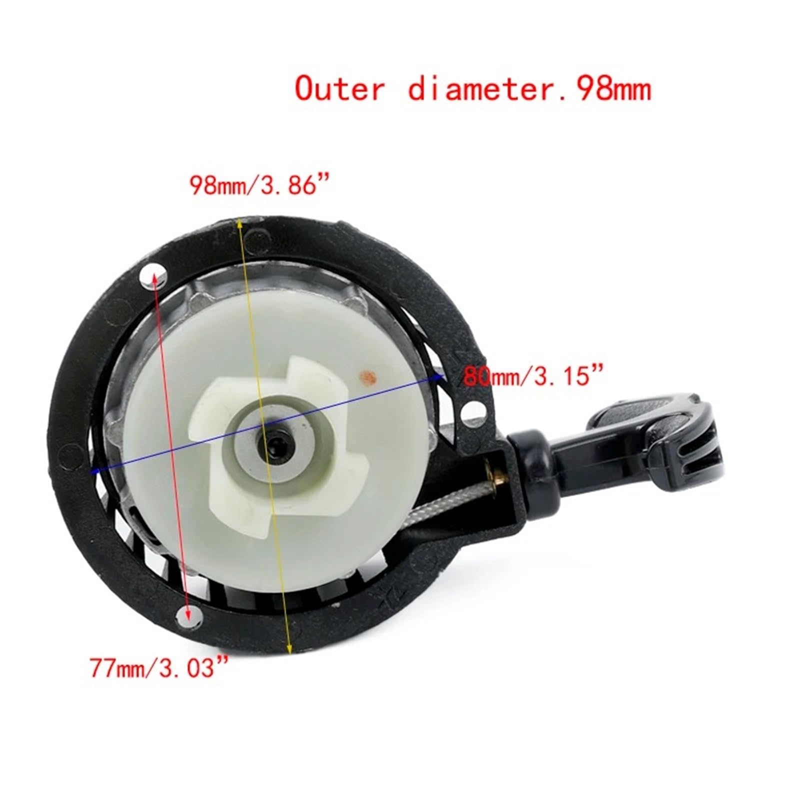 Anlasserrelais Metall Für Mini Moto Easy Pull Start Pullstarter Für 49cc Für Mini Quad ATVs Dirt Bike Motoren Schwarz Antrieb(98mm) von KIFWGIH