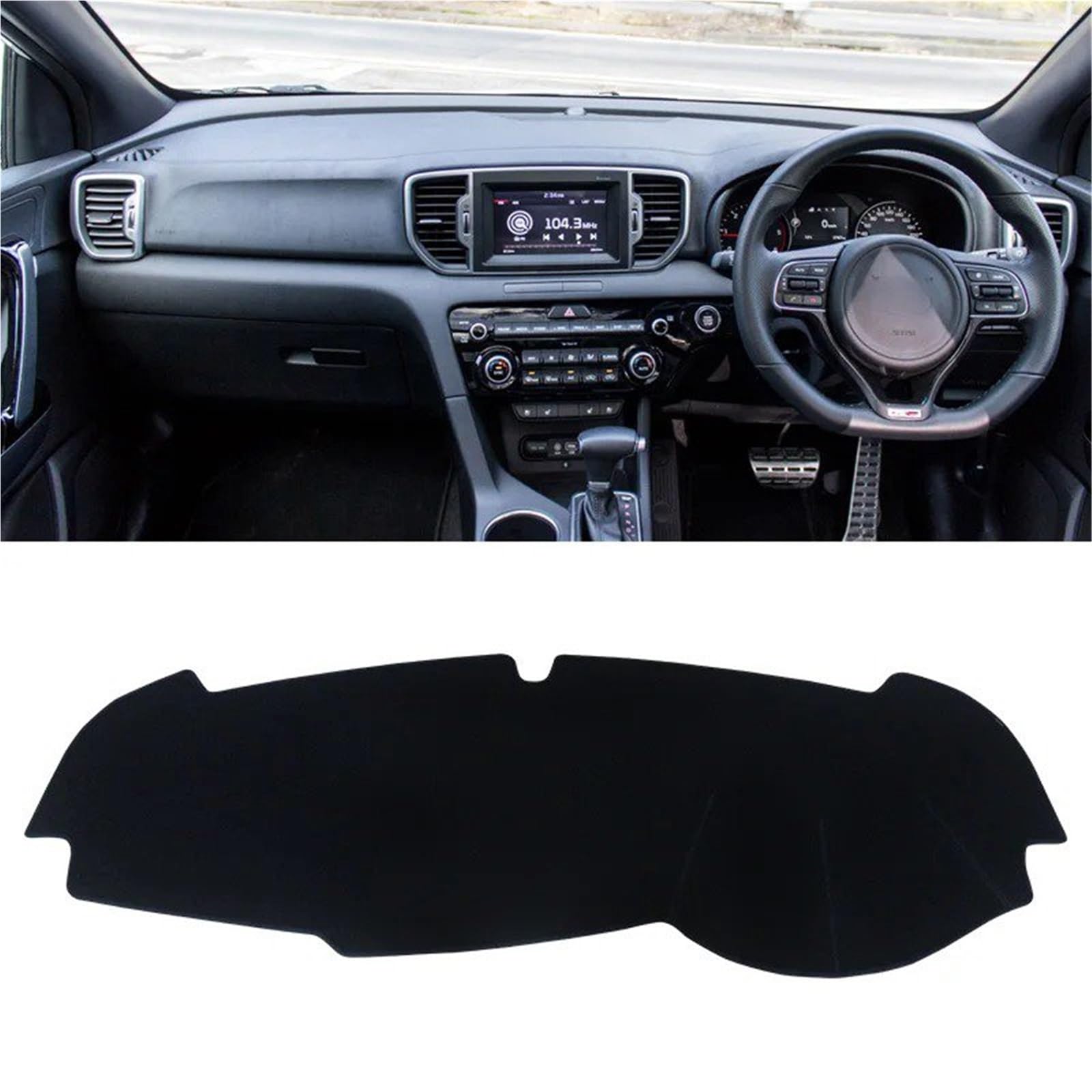 Armaturenbrett Schutzpolster Für Kia Für Sportage 4 QL 2016 2017 2018 2019 2020 Auto Armaturenbrett Abdeckung Dash Matte Sonnenschutz Instrumententafel Teppiche(Black Border RHD) von KIFWGIH