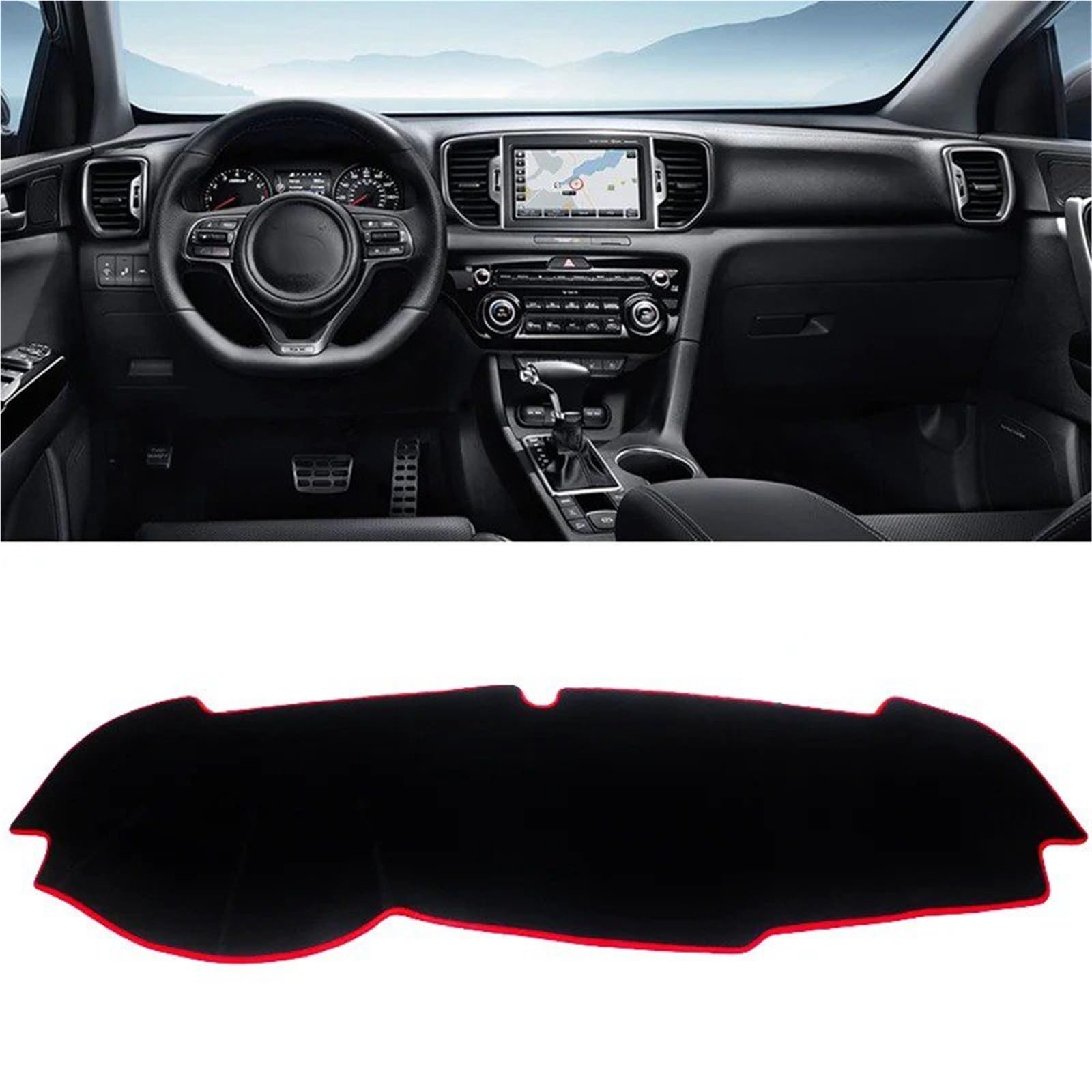 Armaturenbrett Schutzpolster Für Kia Für Sportage 4 QL 2016 2017 2018 2019 2020 Auto Armaturenbrett Abdeckung Dash Matte Sonnenschutz Instrumententafel Teppiche(Red Border LHD) von KIFWGIH