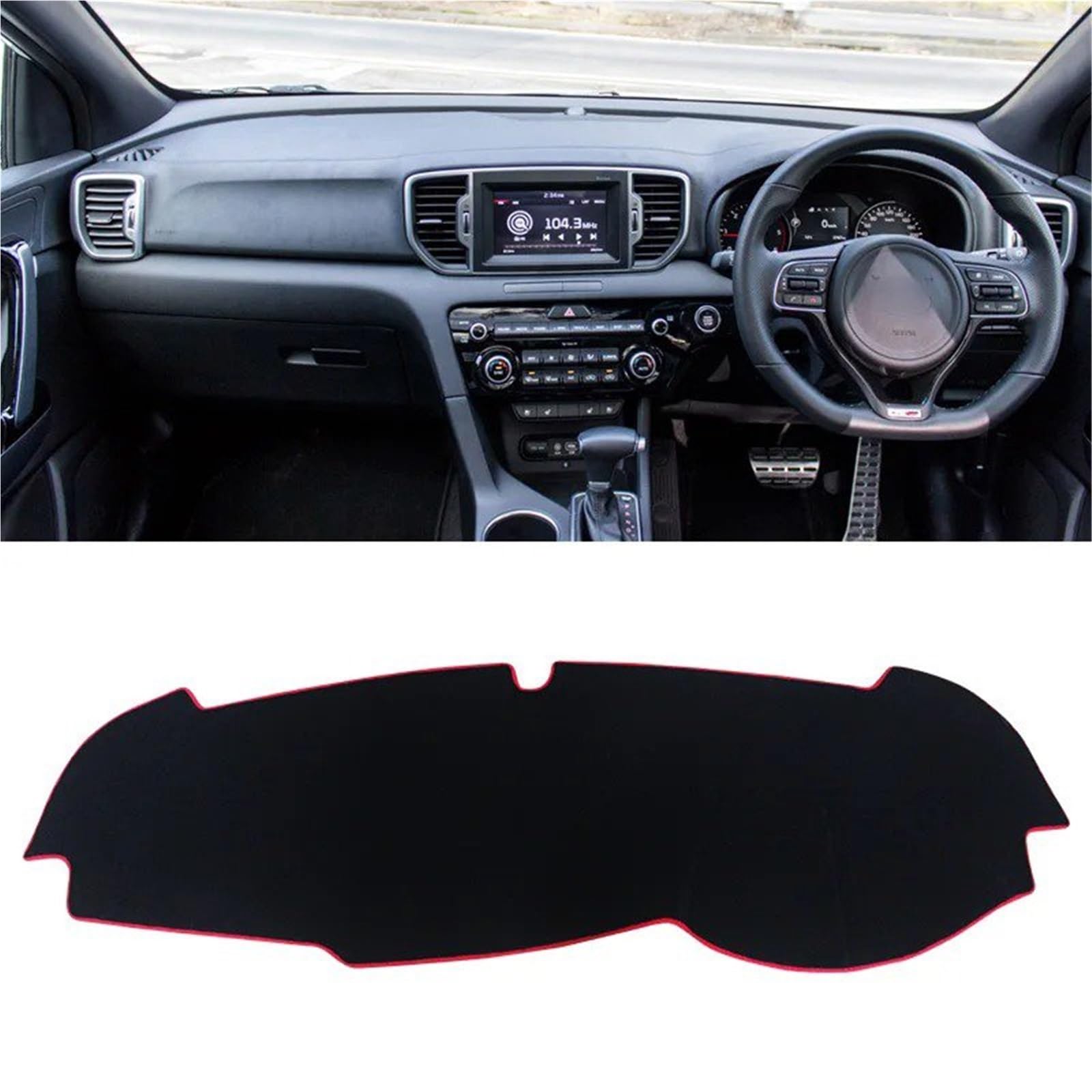 Armaturenbrett Schutzpolster Für Kia Für Sportage 4 QL 2016 2017 2018 2019 2020 Auto Armaturenbrett Abdeckung Dash Matte Sonnenschutz Instrumententafel Teppiche(Red Border RHD) von KIFWGIH