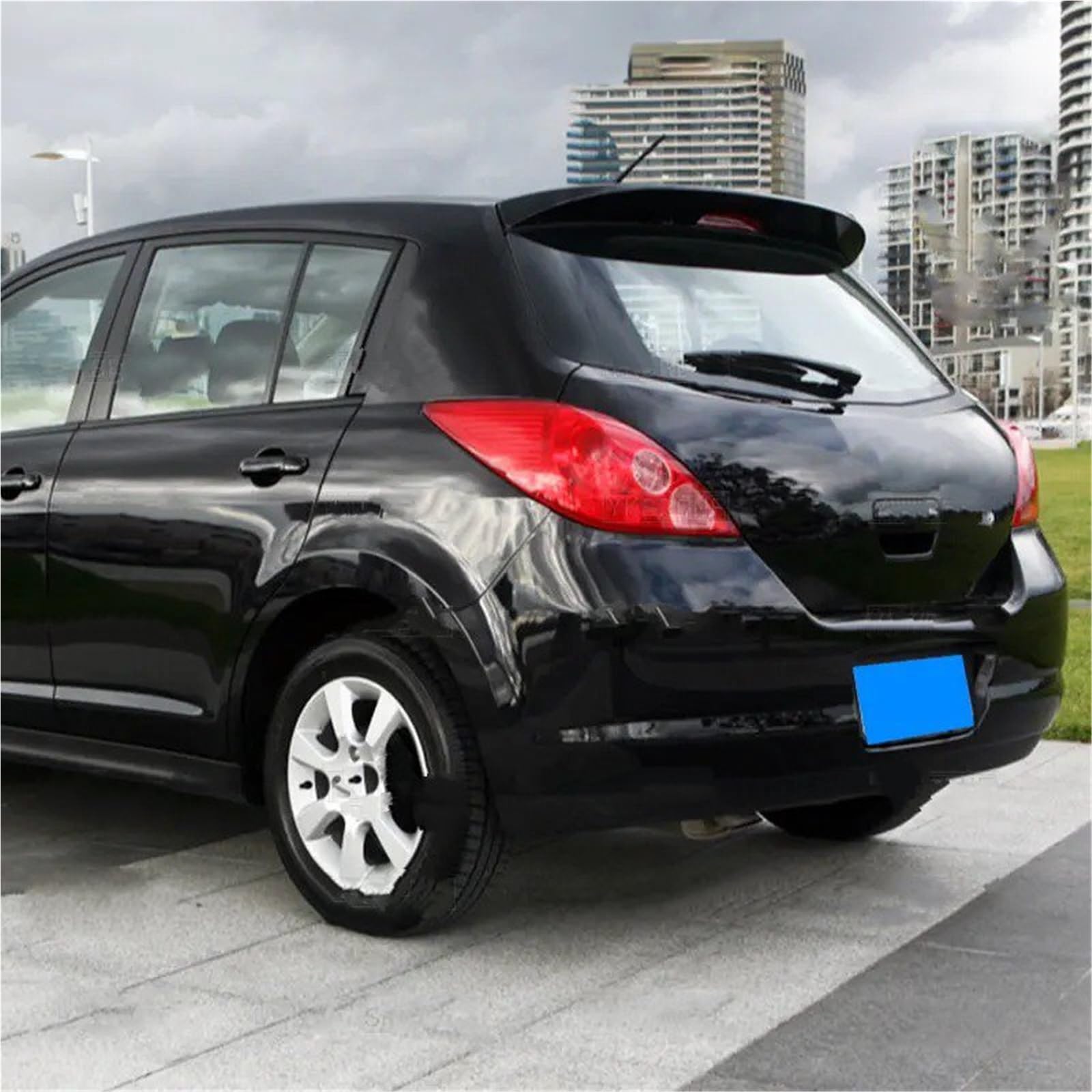 Auto Spoiler Wing Für Nissan Für Tiida 2005 2006 2007 2008 2009 2010 Spoiler ABS-Kunststoff Carbon Look Heckspoiler Heckspoiler Karosserie Kit Zubehör(Unpainted Primer) von KIFWGIH