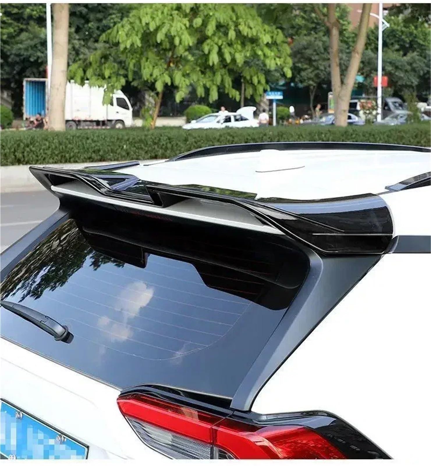 Auto Spoiler Wing Für Toyota Für Rav4 4 2020 2021 2022 2023 2024 Schwarz Rot Weiß Carbon Look Lackiert ABS Spoiler Flügel(Half Packed Black) von KIFWGIH