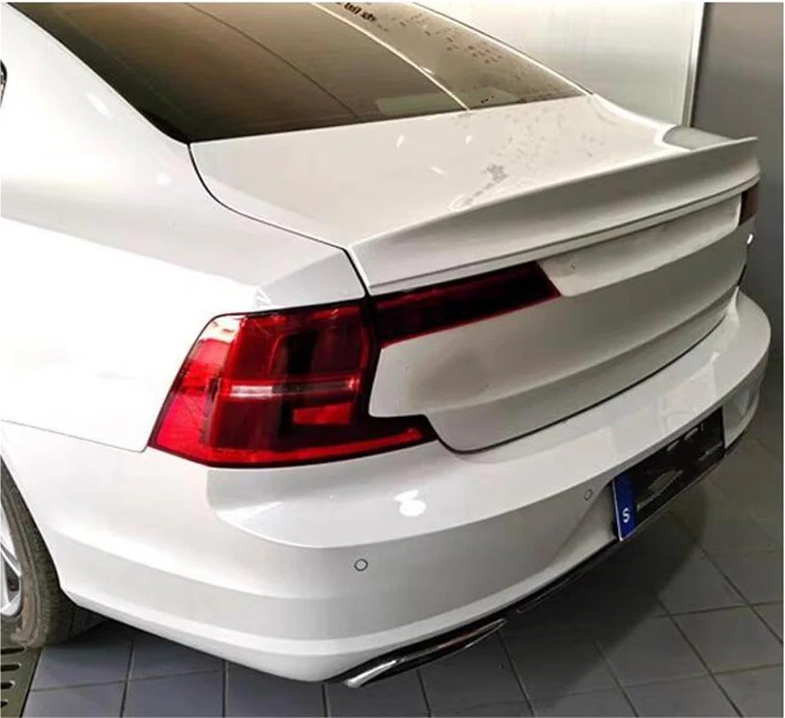 Auto Spoiler Wing Für Volvo Für S90 2017 2018 2019 2020 ABS Außen Heckspoiler Schwanz Trunk Boot Flügel Dekoration Auto Styling(Carbon Fiber Pattern) von KIFWGIH