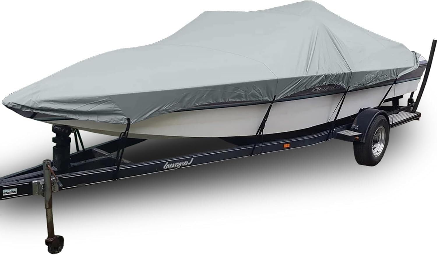Bootsabdeckung, 300D-Oxford-Stoff, wasserdicht, Anhängerbootabdeckung für V-Rumpf-Angeln und Wasserski, professionelle Angelboote (4,2 - 5,2 m) von KIJyfgTR